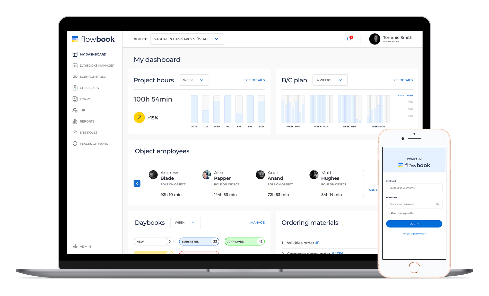 Flowbook dashboard + mobile